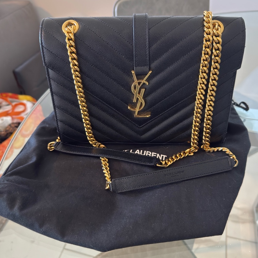 Saint Laurent Medium Leather Envelope Bag